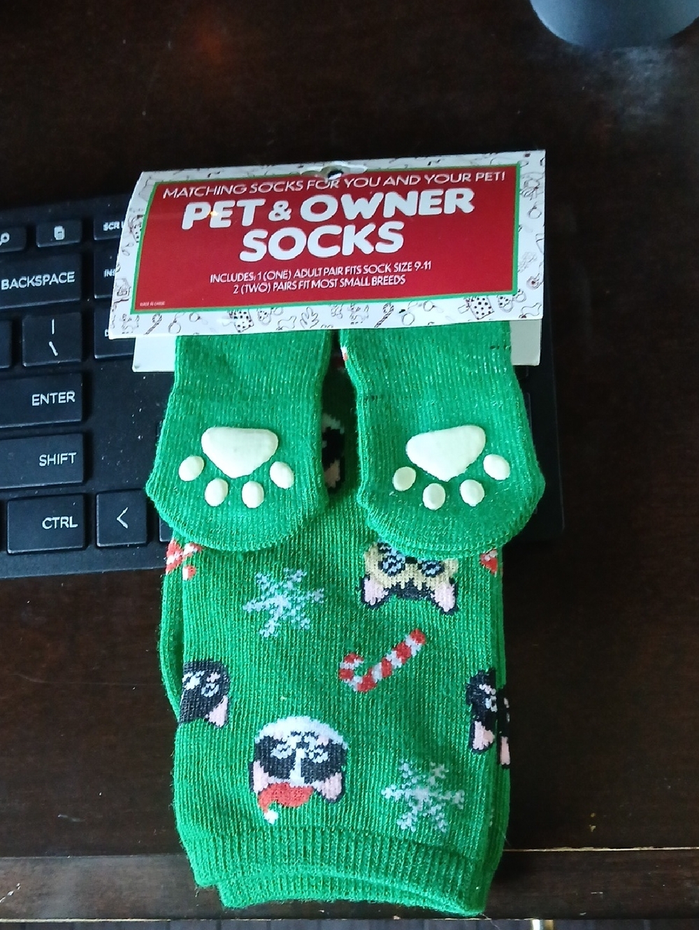 Pet & Owner Matching Socks - Green Holiday Paw Print